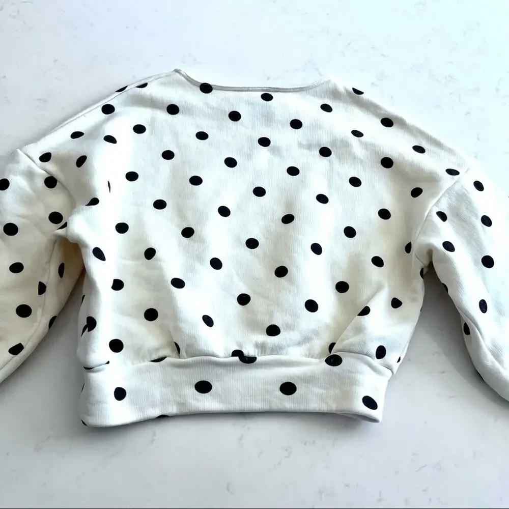 Les Coyotes de Paris girls white black polka dot REGGIE SWEATSHIRT size 8